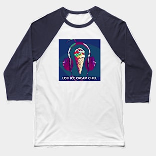 Lofi Ice Cream Chill logo (blue background) Baseball T-Shirt